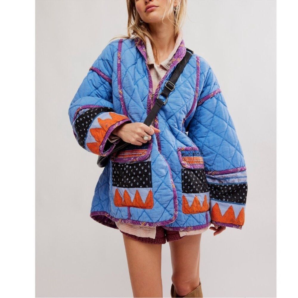 NWT FREE PEOPLE Winnie Jacket / Denim
Blue Combo Quilted - Picture 5 of 9